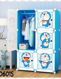 Lemari Pakaian Anak Portable Plastik 6 Pintu Karakter Doraemon