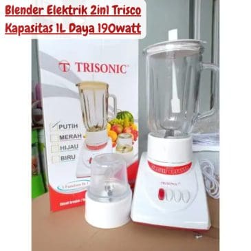 Blender Elektrik 2in1 Trisco Bahan Kaca Blender Jus dan Bumbu Kapasitas 1L Daya 190watt
