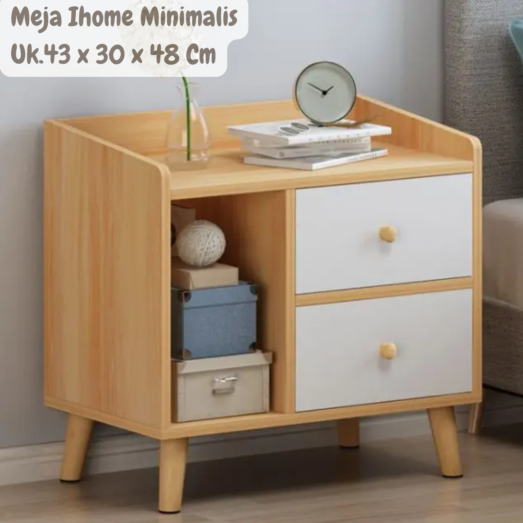 Meja Ihome Minimalis Kuning 43 x 30 x 48 Cm