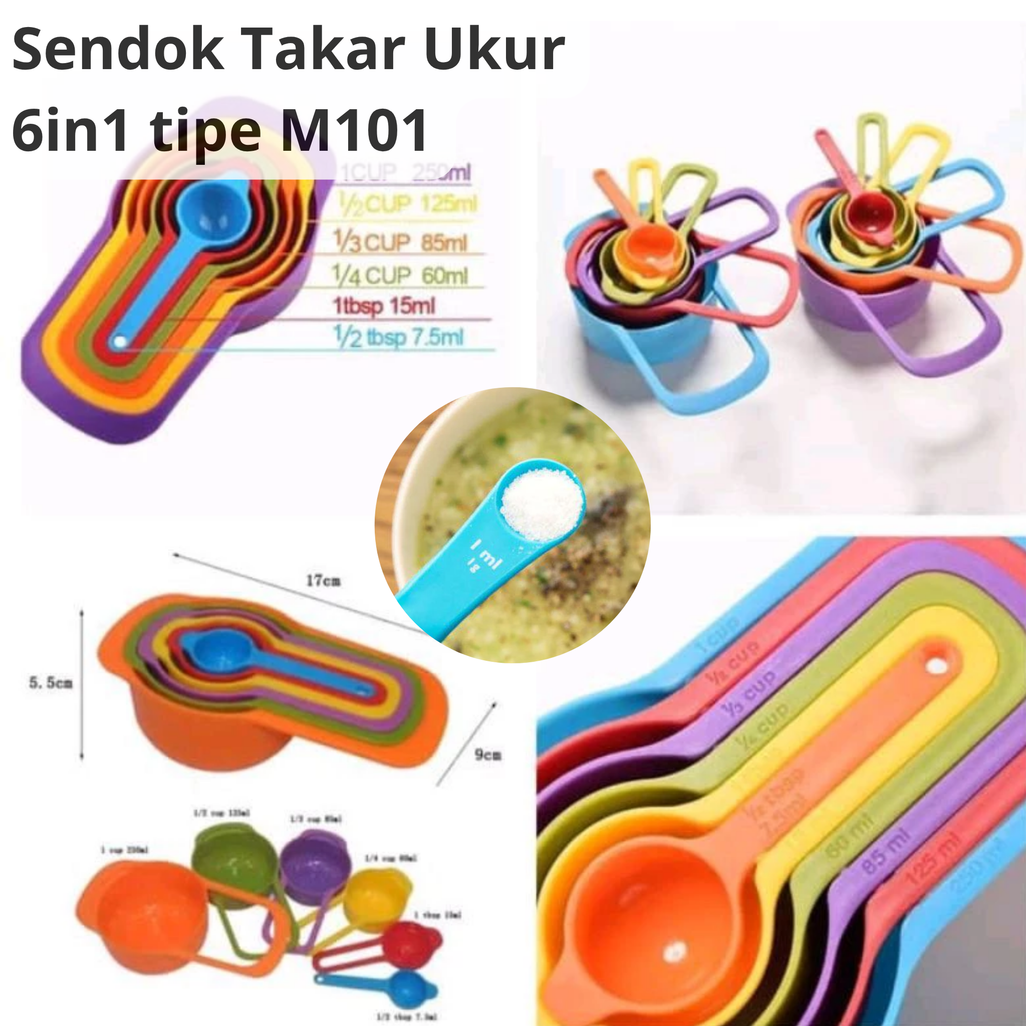 Set 6in1 Sendok Takar Ukur Bumbu Adonan dan Susu Bayi Tipe M101