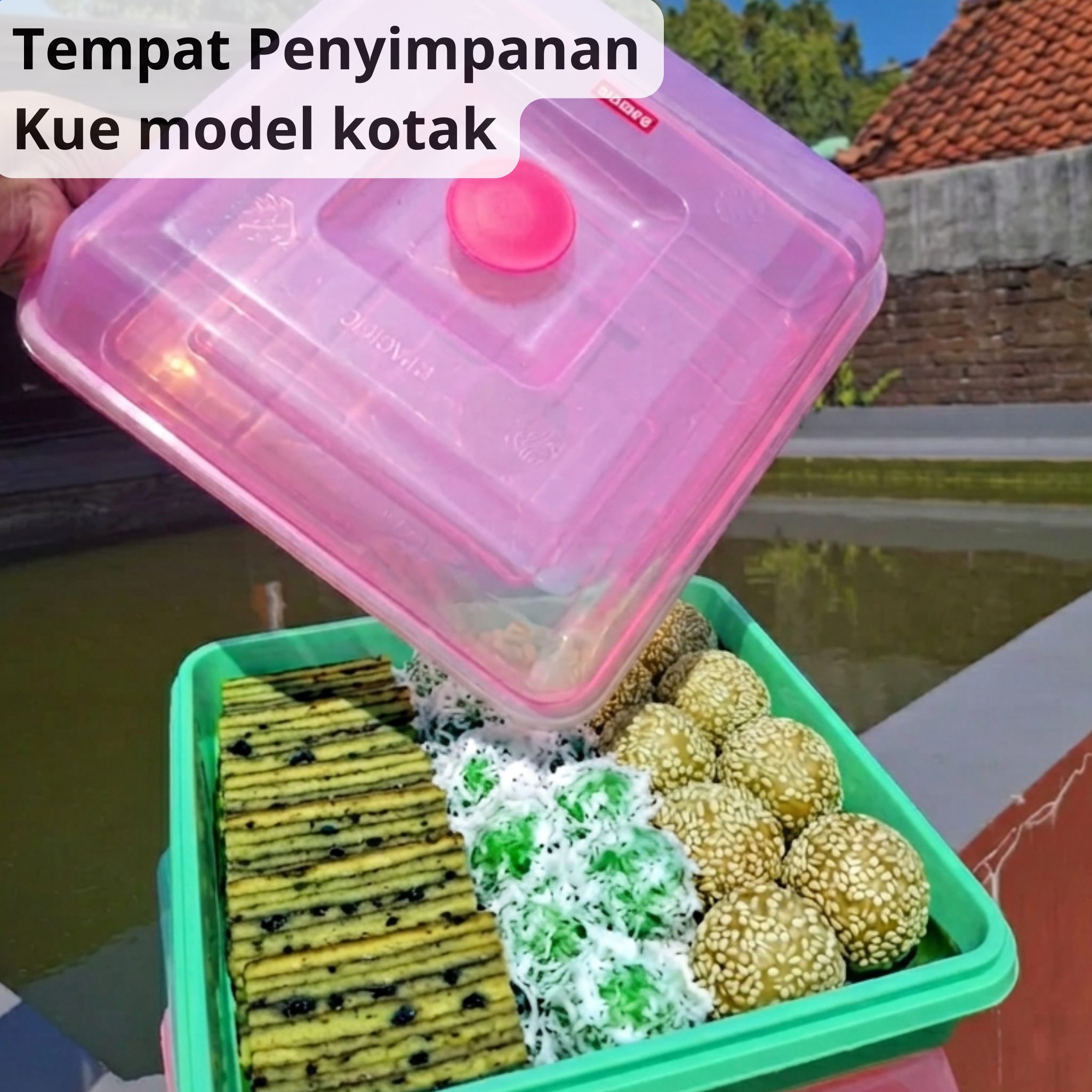 Tempat Penyimpanan Kue Plastik Model Kotak Tipe SR01