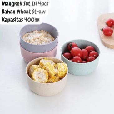 Mangkok Set Isi 4pcs Bahan Wheat Straw Kapasitas 400ml