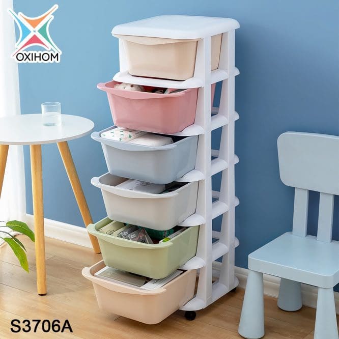 Oxihom Lemari Pakaian Anak Oxi Bahan Plastik 5 Layer Model Laci Dengan Roda - Gambar 4