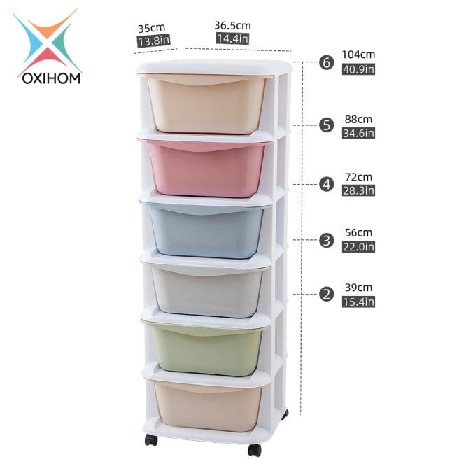 Oxihom Lemari Pakaian Anak Oxi Bahan Plastik 5 Layer Model Laci Dengan Roda - Gambar 2