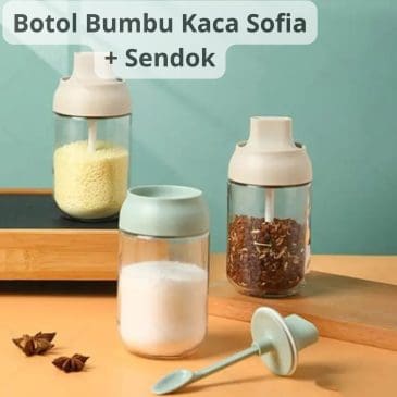 Botol Tempat Bumbu Dapur Kaca Sofia Serbaguna + Sendok