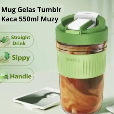 Mug Gelas Minum Tumbler Bahan Kaca 550ml Muzy