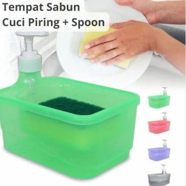 Tempat Sabun Cair Cuci Piring Pump Plastik Model Persegi + Spoon