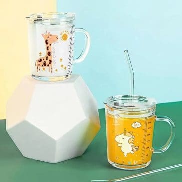 Mug Gelas Minum Bahan Kaca 400ml Dengan Sedotan dan Gagang Pegangan Motif Karakter - Gambar 4