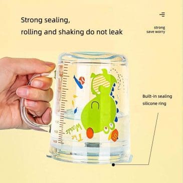 Mug Gelas Minum Bahan Kaca 400ml Dengan Sedotan dan Gagang Pegangan Motif Karakter - Gambar 3