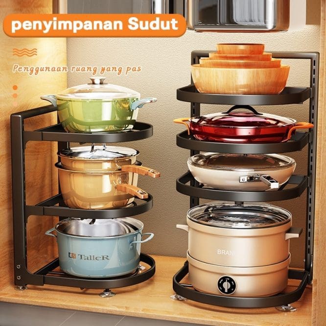 Rak Panci Nala Tempat Penyimpanan Alat Masak Stainless Steel 4 Tingkat