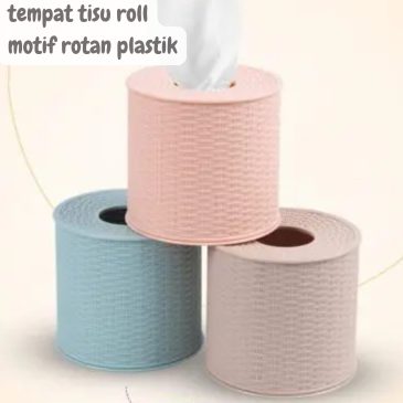 Tempat Tisu Roll Motif Rotan Bahan Plastik