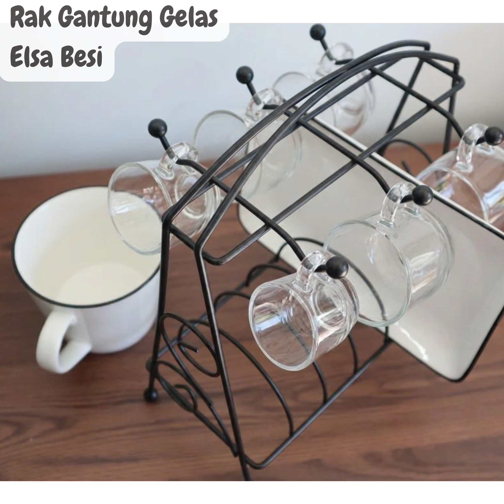 Rak Gantung Gelas Cangkir Tempat Piring Minimalis Elsa