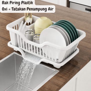 Rak Piring Plastik Oxi + Tatakan Penampung Air