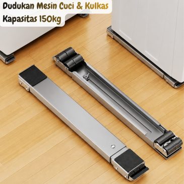 Dudukan Kaki Mesin Cuci dan Kulkas Bahan Metal Kapasitas 150kg Dengan Roda Bisa Disesuaikan