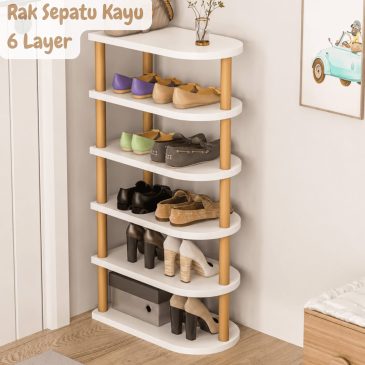 Rak Sepatu Kayu 6 Layer