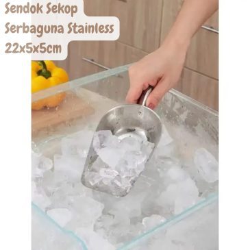 Sendok Sekop Es Batu dan Tepung Serbaguna Bahan Stainless Steel Size 22.8x5.4x5cm