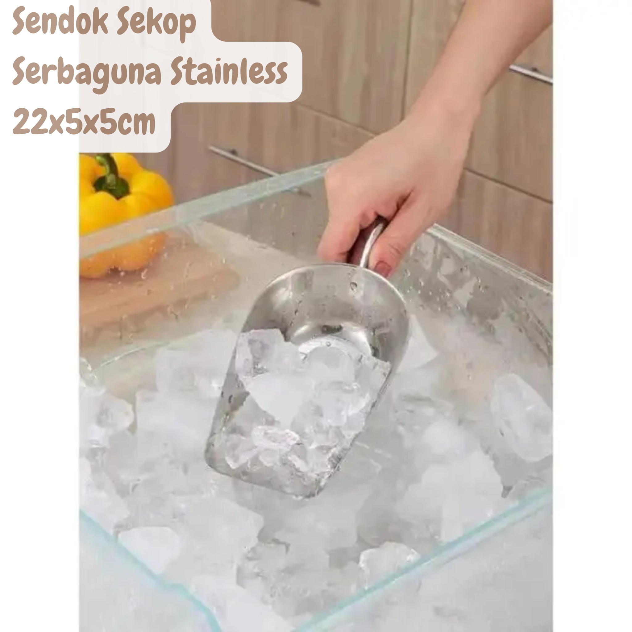 Sendok Sekop Es Batu dan Tepung Serbaguna Bahan Stainless Steel Size 22.8x5.4x5cm
