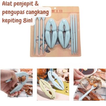 Alat Penjepit dan Pengupas Cangkang Kepiting Set 8in1 Material PVC Food Great