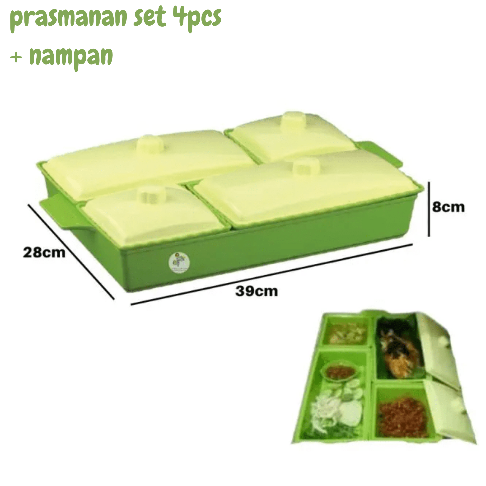 Prasmanan Set Genki Tempat Lauk Plastik + Nampan Basi Persegi Kotak 2pcs + Basi Persegi Panjang 2pcs