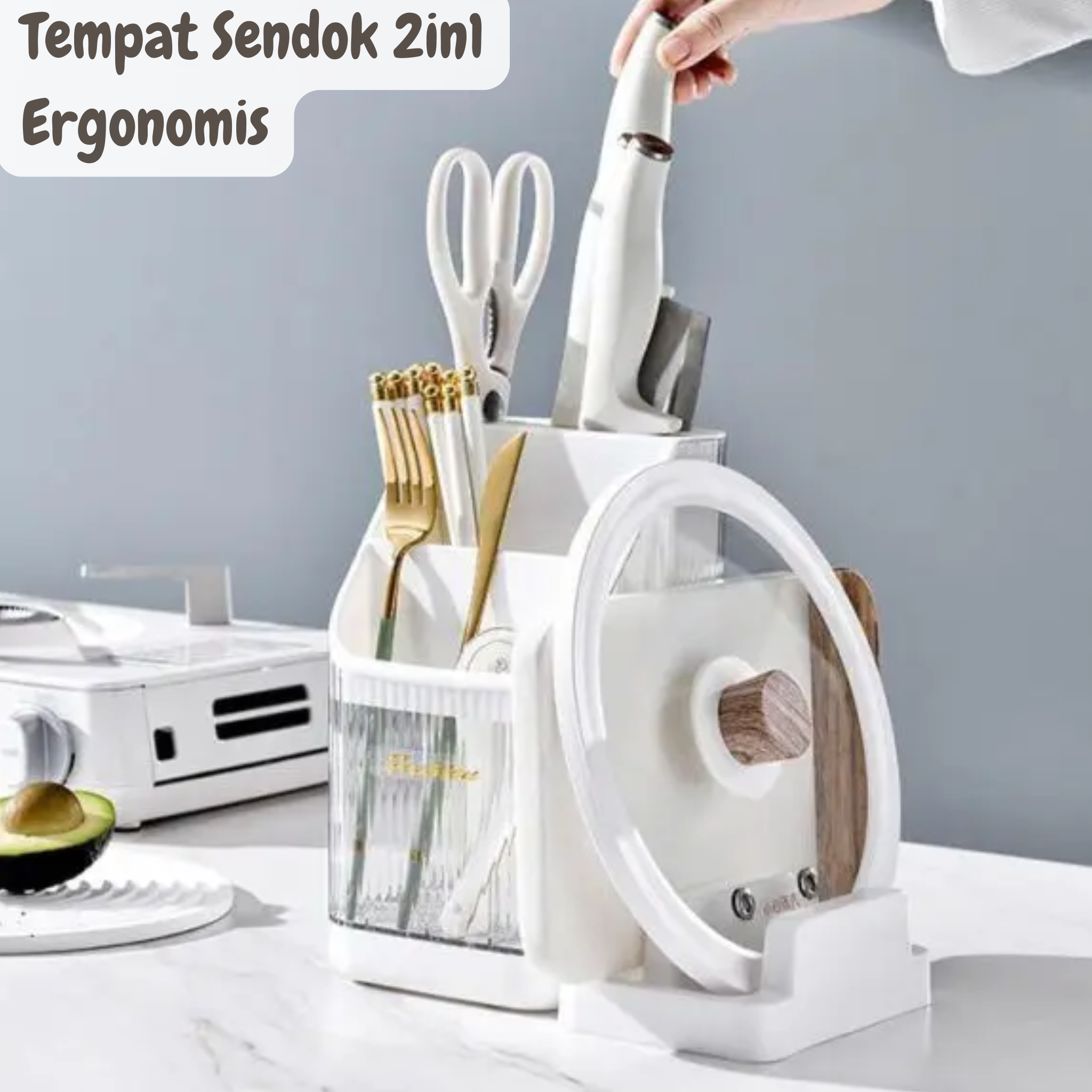 Tempat Sendok 2in1 Ergonomis Set Tempat Pisau Size 23.5x15x24cm
