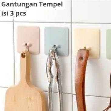 Gantungan Tempel Dinding Hook Kail Polos Isi 3