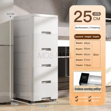 Rak Dapur Susun Rak Penyimpanan Model Laci 5 Pintu Bahan Plastik Size 25x34x82cm