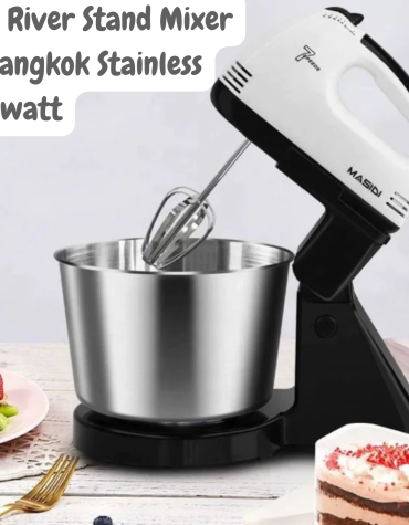Han River Stand Mixer Elektrik 7 Speed 180watt Alat Pengaduk Pembuat Kue + Mangkok Stainless Steel