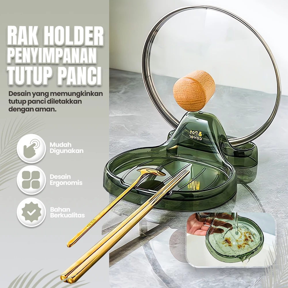 Tatakan Holder Serbaguna Plastik Tutup Panci dan Spatula Masak Anna