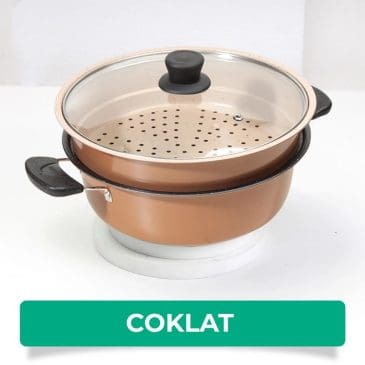 Panci Kukus Panci Steamer 2 Tingkat Uk. Dia 28cm Dengan 2 Gagang Pegangan - Gambar 2
