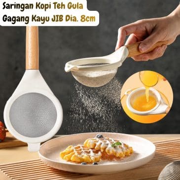 Saringan Kopi Teh Gula Gagang Kayu JIB Dia. 8cm