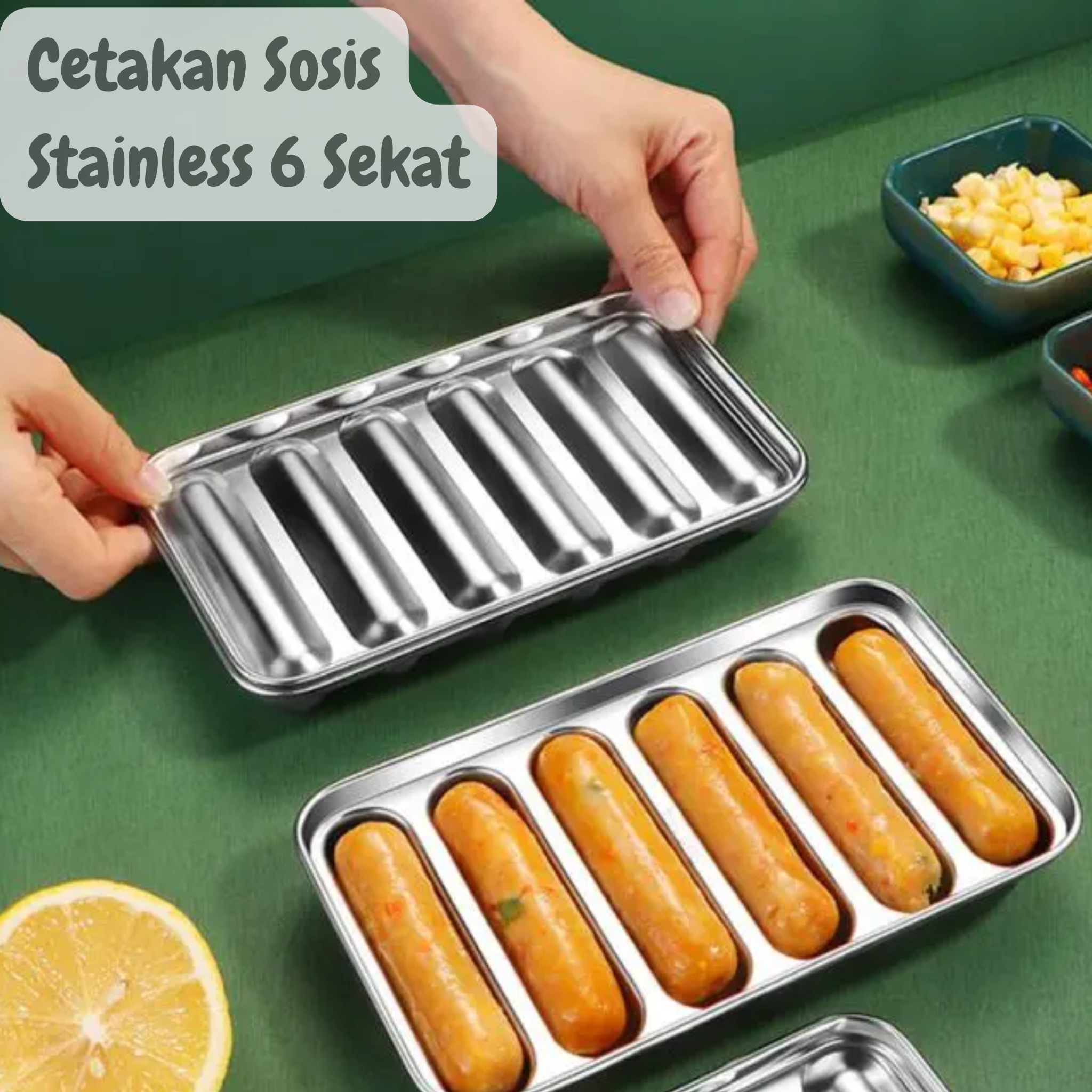 Cetakan Sosis Cetakan Hot Dog Stainless Steel DIY 6 Sekat