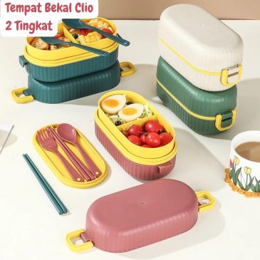 Tempat Bekal / Kotak Makan Anti Tumpah Clio Sekat 2 Tingkat