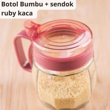 Botol Tempat Bumbu Dapur Kaca Ruby Serbaguna + Sendok