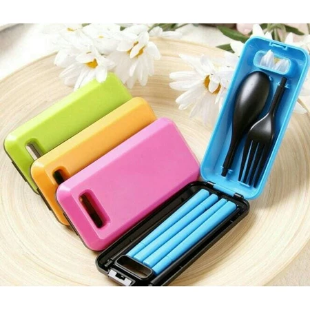 Set Alat Makan Sendok Garpu Portable + Tempat MG291 - Gambar 3