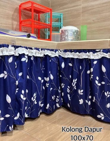 Gorden Penutup Kolong Meja Dapur Daun Navy 100x70cm