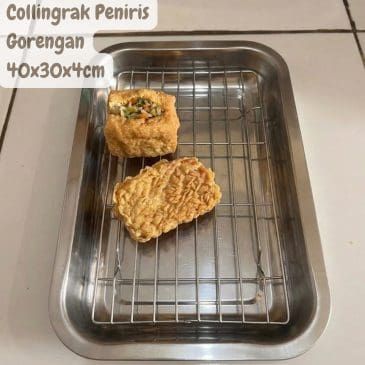 Cooling rak Wadah Peniris Minyak Makanan Stainless Steel + Nampan Ukuran 39x29x4cm