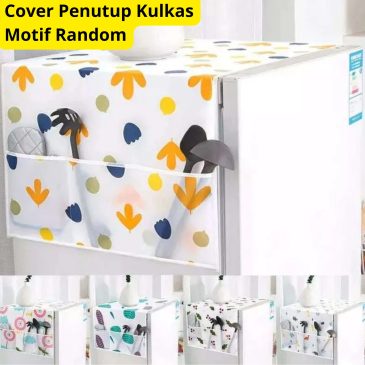 Cover Penutup Kulkas Anti Air Dengan Kantong Samping Penyimpanan