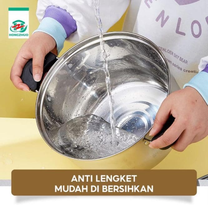 Tipe B Panci Kukus Panci Steamer 2 Tingkat Full Stainless Steel Uk. Dia 22cm Dengan 2 Gagang Pegangan - Gambar 4