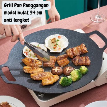 Grill Pan Panggangan Model Wajan Bulat Anti Lengket Serbaguna