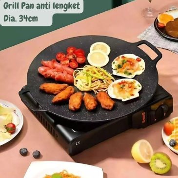 Grill Pan Panggangan Model Wajan Bulat Anti Lengket Serbaguna Dia. 34cm