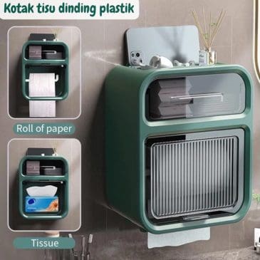 Kotak tisu dinding plastik / tempat tisu toilet Hijau