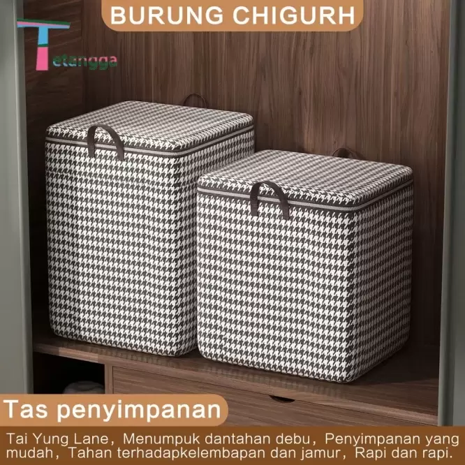 Box Tempat Penyimpanan Pakaian, Sprei, dan Selimut 140L Model Kotak + Pegangan - Gambar 2