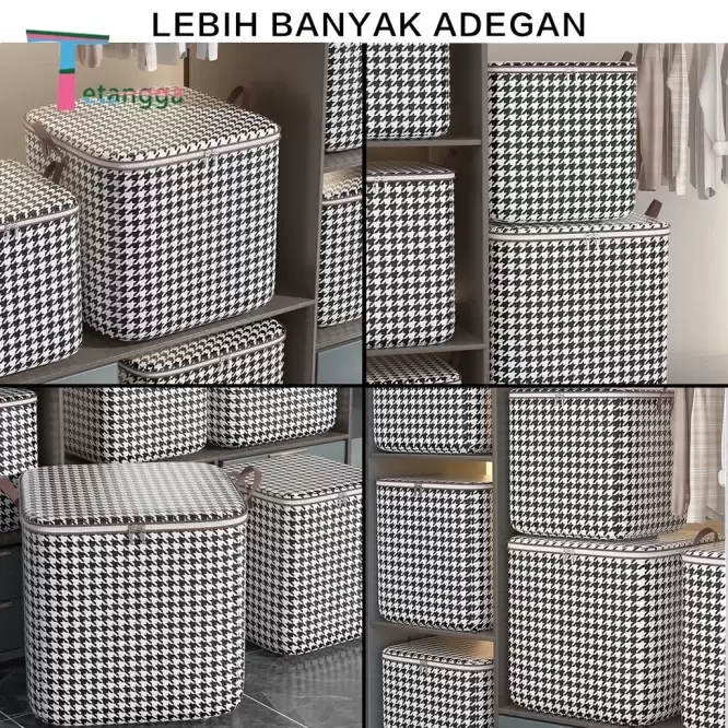 Box Tempat Penyimpanan Pakaian, Sprei, dan Selimut 140L Model Kotak + Pegangan - Gambar 6