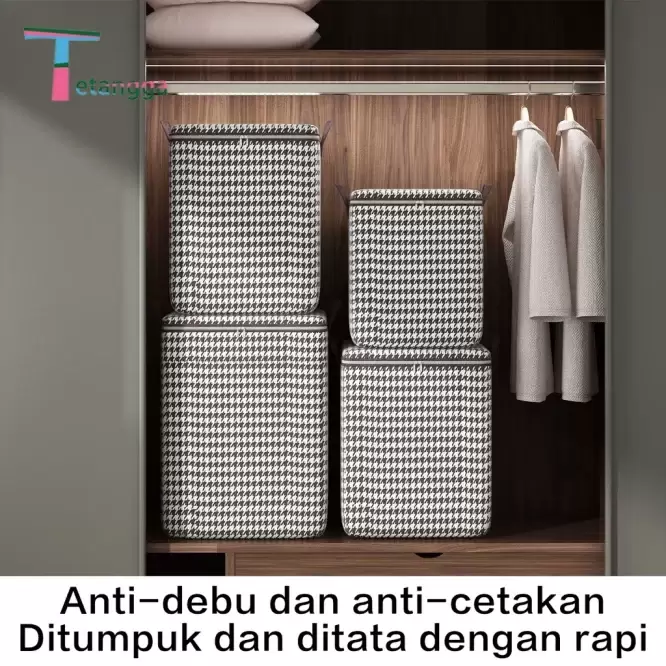 Box Tempat Penyimpanan Pakaian, Sprei, dan Selimut 140L Model Kotak + Pegangan - Gambar 7