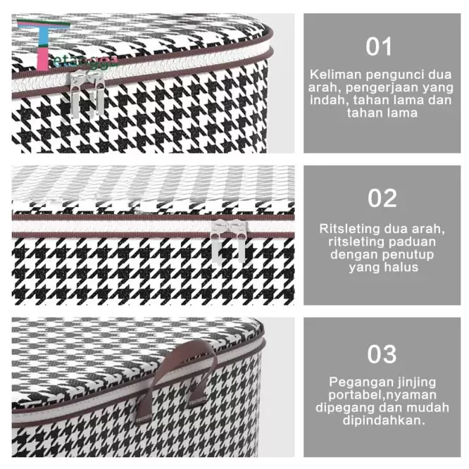 Box Tempat Penyimpanan Pakaian, Sprei, dan Selimut 140L Model Kotak + Pegangan - Gambar 8