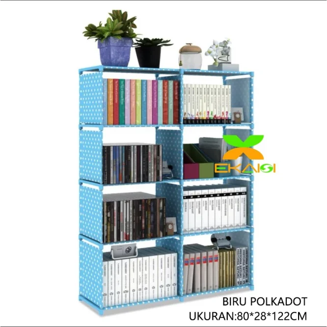 Rak Buku Serbaguna 2 sisi Portable Bahan Non Woven Ukuran   P 80 x L 28 x T 122 cm - Gambar 6
