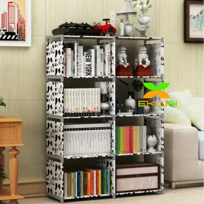 Rak Buku Serbaguna 2 sisi Portable Bahan Non Woven Ukuran   P 80 x L 28 x T 122 cm - Gambar 4