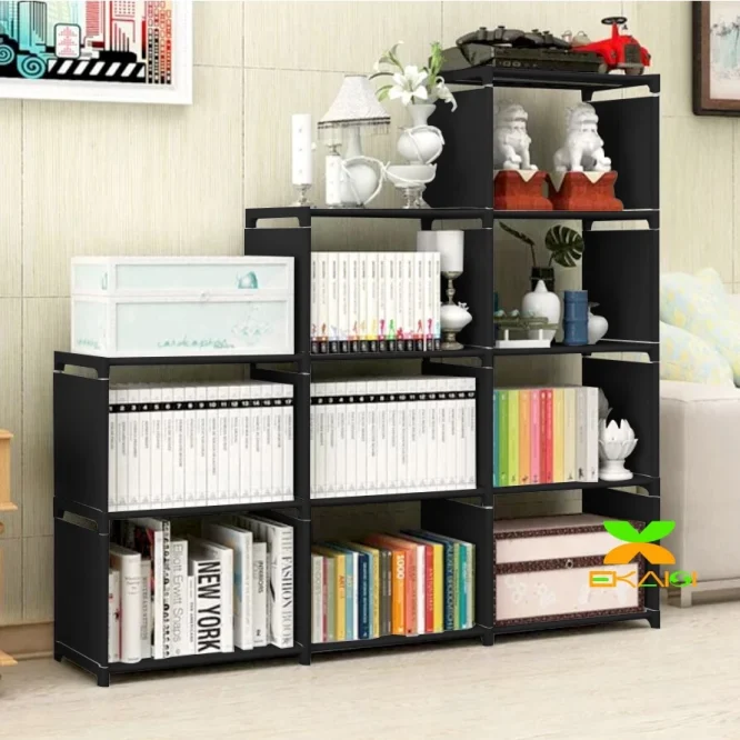 Rak Buku Serbaguna 3 sisi Portable Bahan Non Woven Ukuran  P 123 x L 28 x T 123 cm - Gambar 4