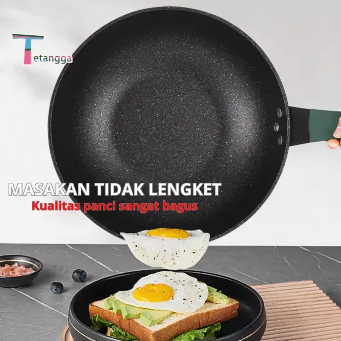 Wajan Teflon anti lengket tutup kaca 32 cm - Gambar 5