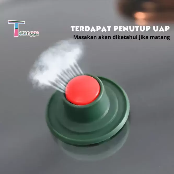 Wajan Teflon anti lengket tutup kaca 32 cm - Gambar 6